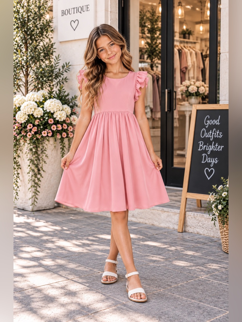 DIPUG Satin Girls Dress Casual A-Line Summer Dress Girls Summer Dress